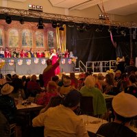 Katharina Ohlemacher-Steinborn als „Faschingskönigin“ bei der Kappensitzung sorgte für viele Lacher.