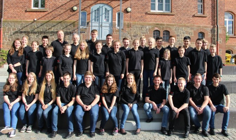 Das Jugendorchester im Jahr 2015 nach dem Wertungsspielen in Waldeck-Frankenberg.