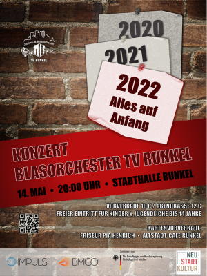 Plakat des Jahreskonzerts 2022 unter dem Motto „Alles auf Anfang“